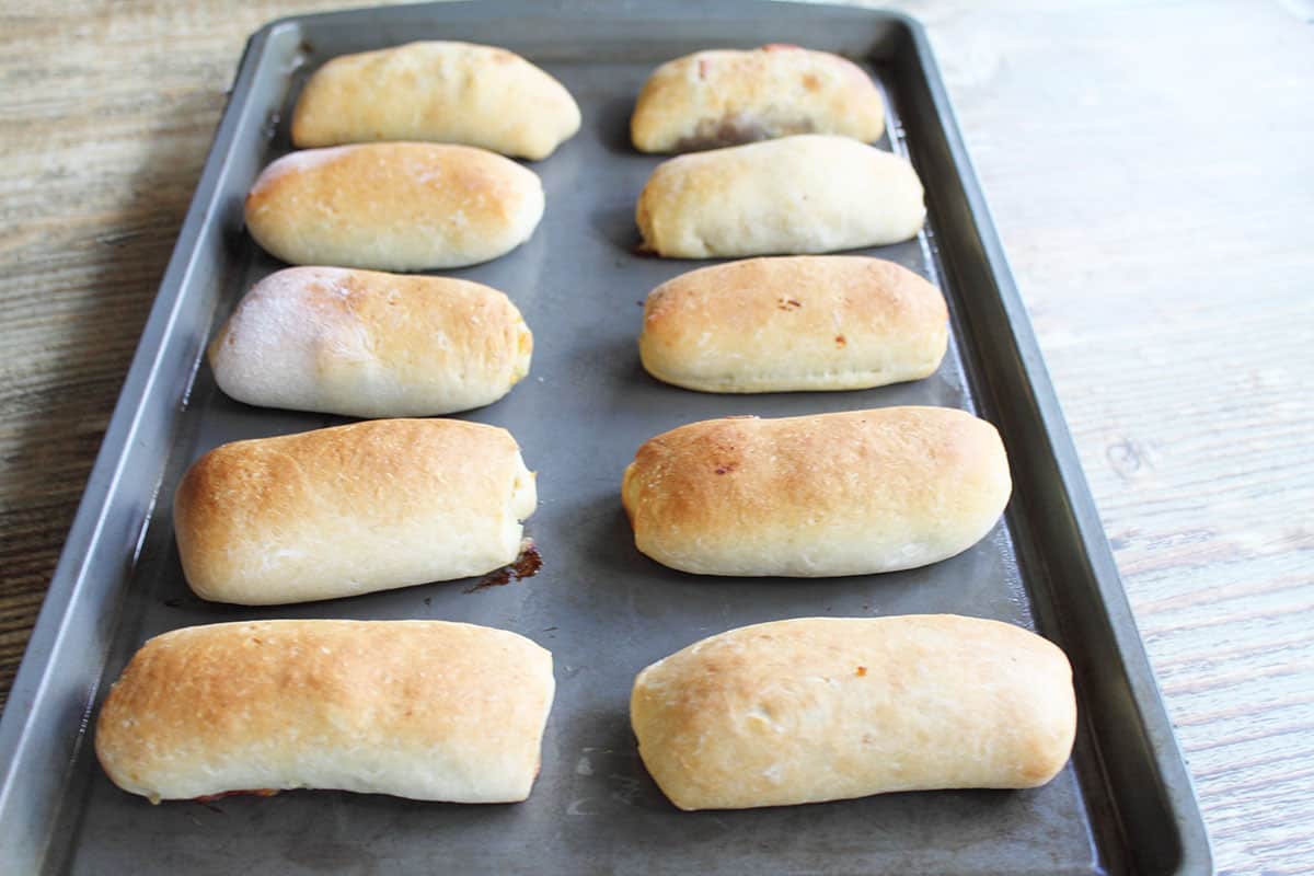 Baked kolaches fresh out of oven.