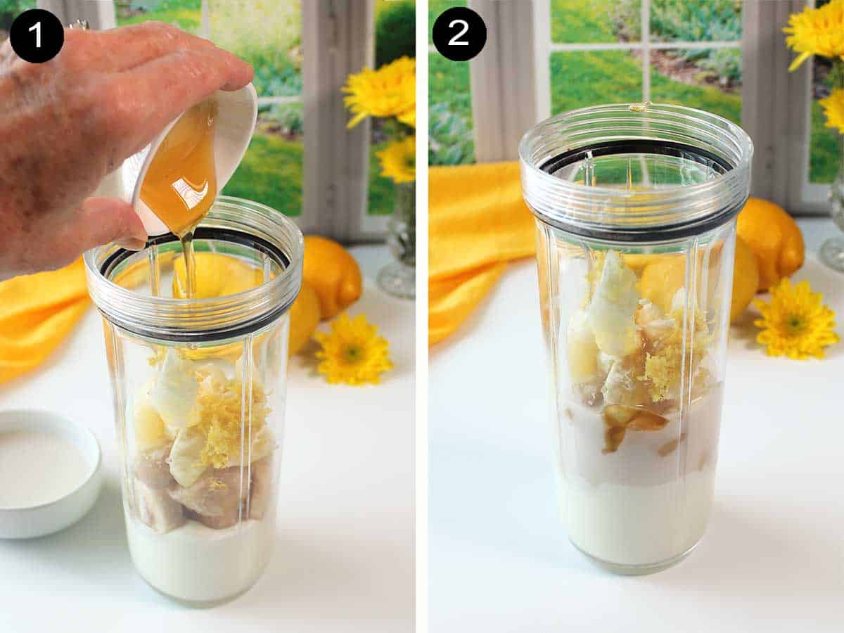 Steps to make lemon smoothie.