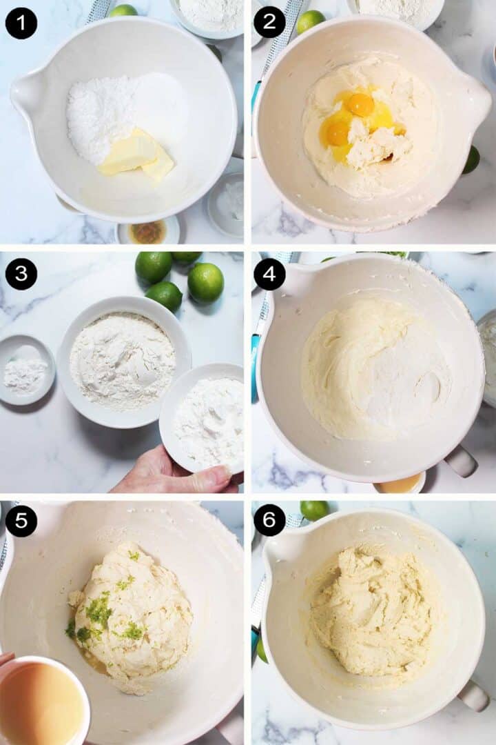 Steps 1-6 to make cookie dough.