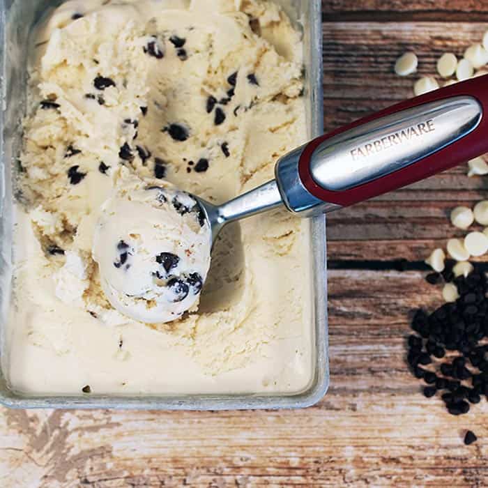 White Godiva Chocolate Ice Cream square | 2 Cookin Mamas