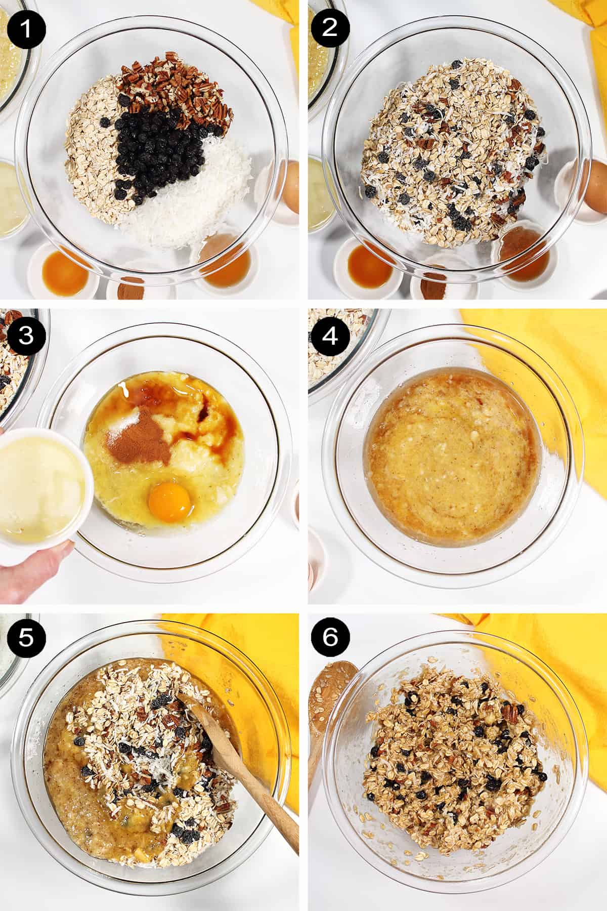 Steps to make breakfast cookies.