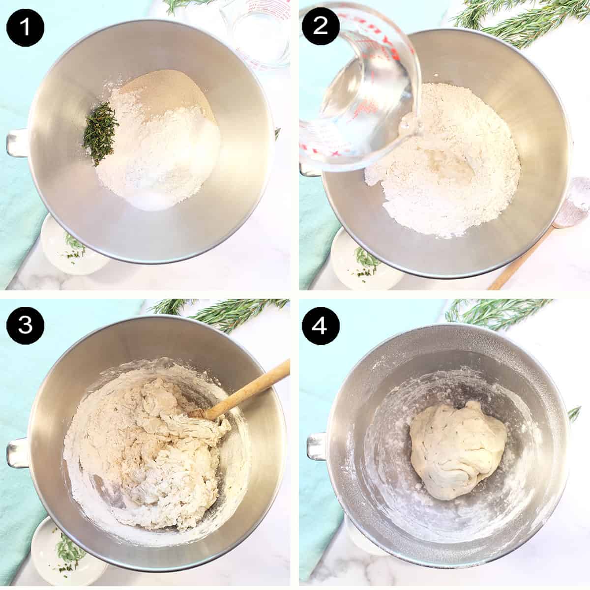 Steps to make bread dough.
