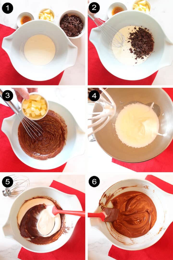 Prep steps for chocolate filling.