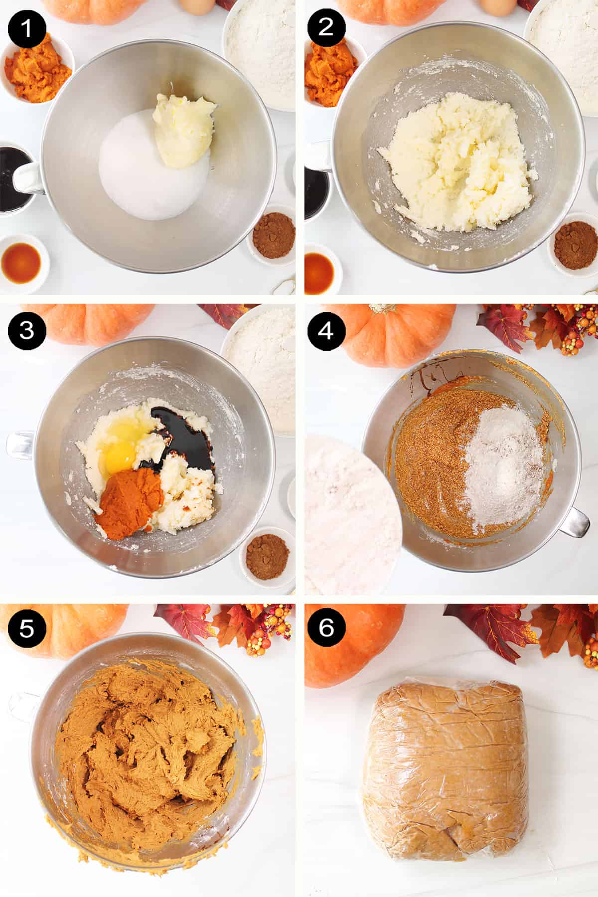 Prep steps for making cookie dough.