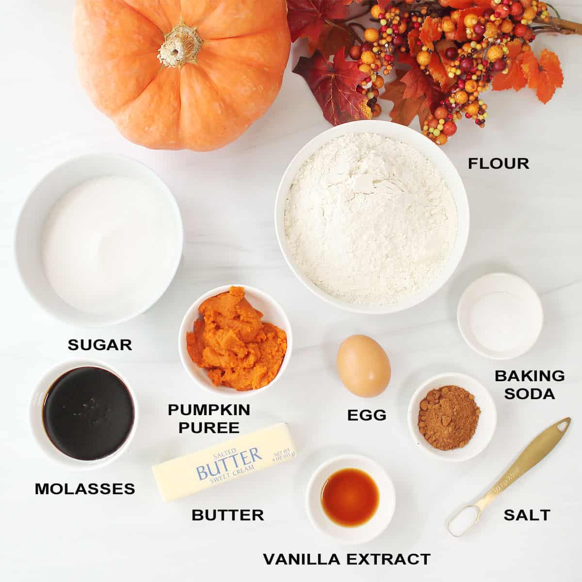 Ingredients for Pumpkin Spice Cookies recipe.