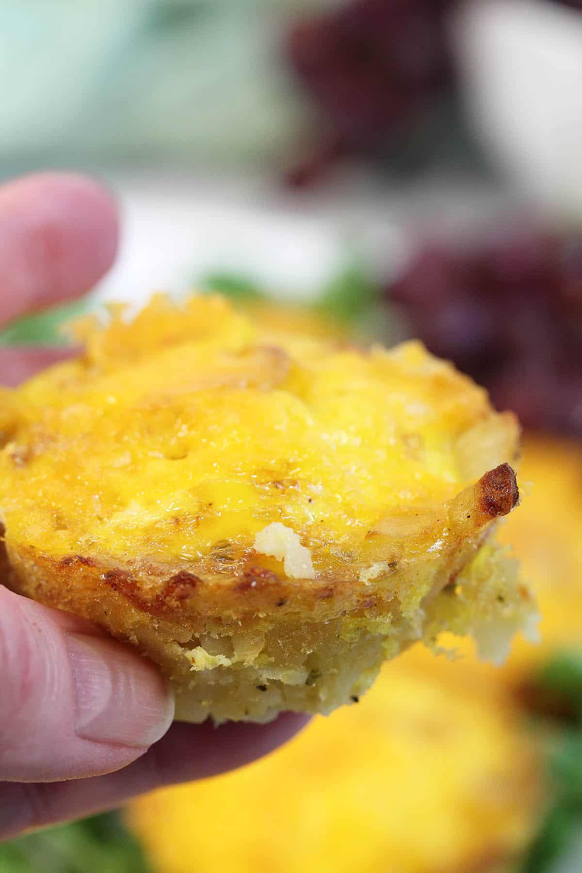 closeup of egg muffin