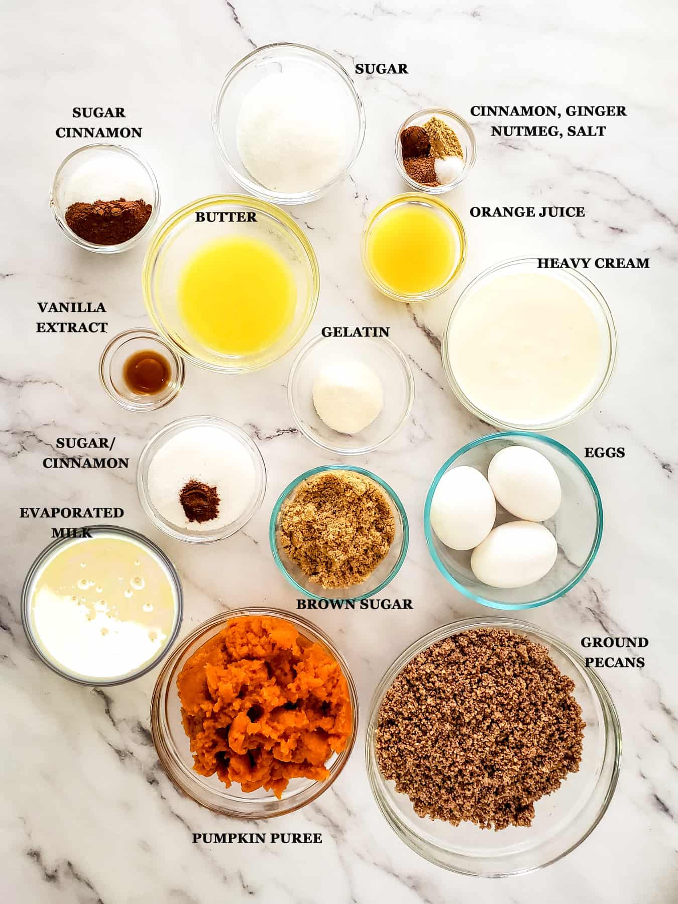 Ingredients for Pumpkin Chiffon Pie.