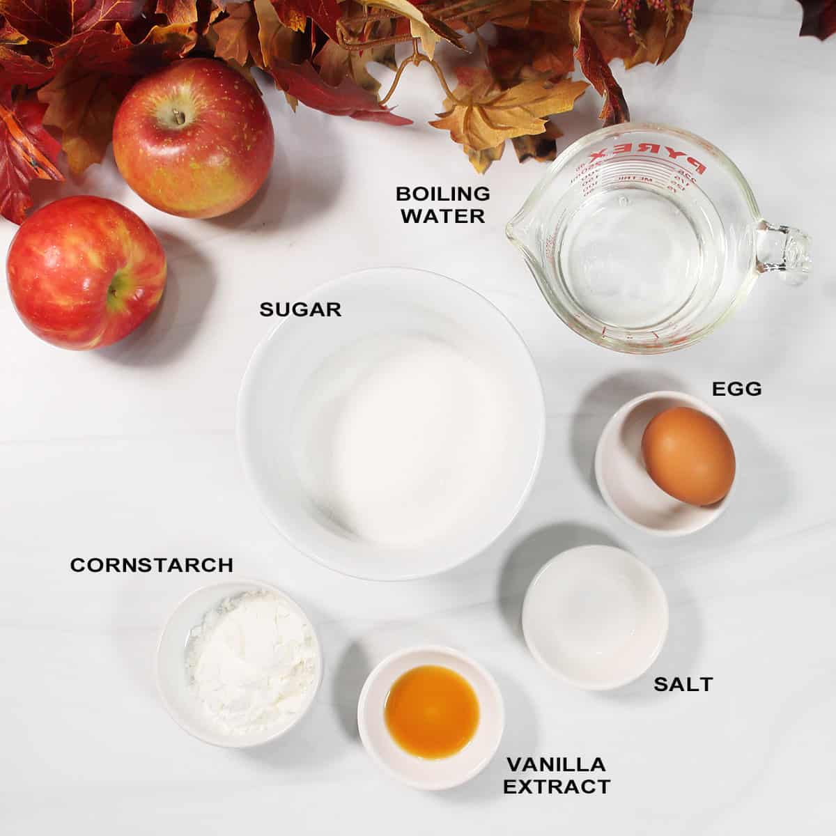 Ingredients for vanilla sauce.