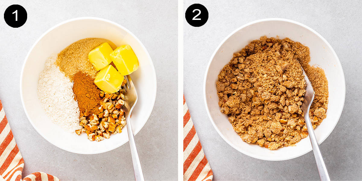 Steps to make crumb topping.