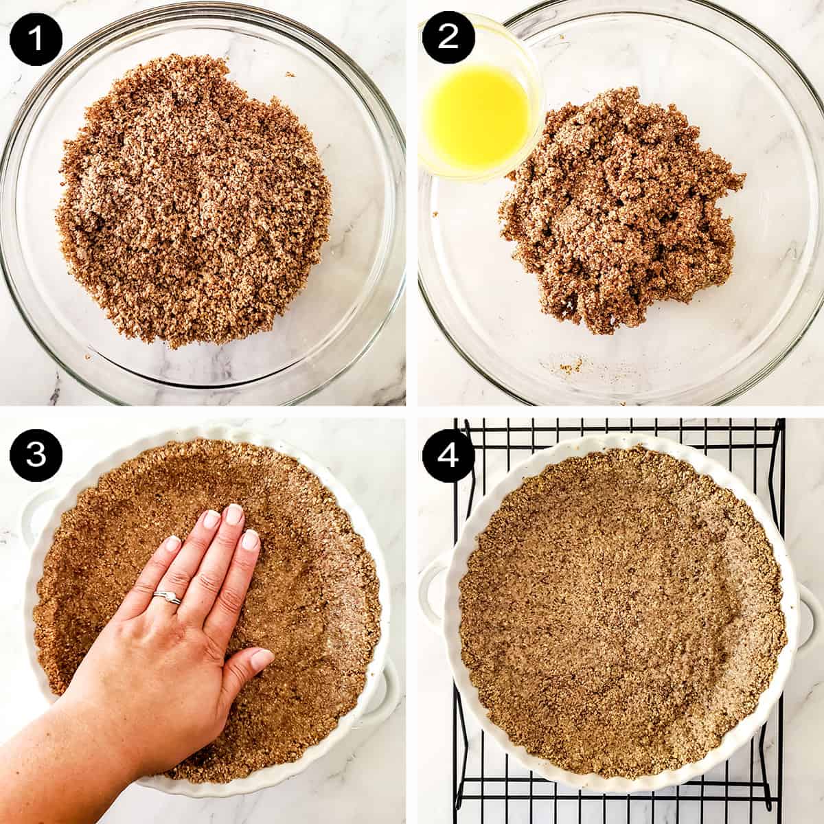 Steps to make nut crust.