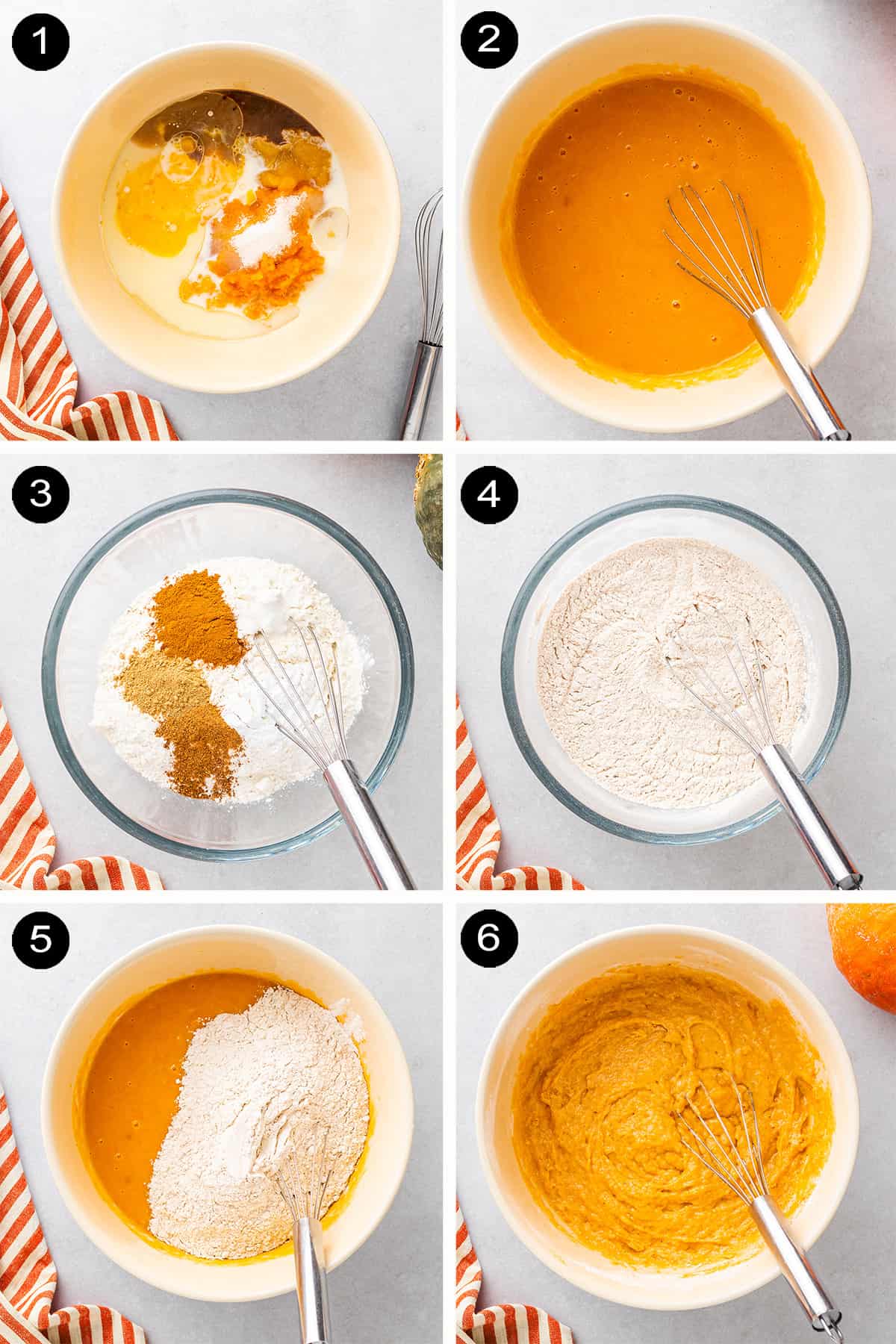 Steps to make sweet potato muffins.