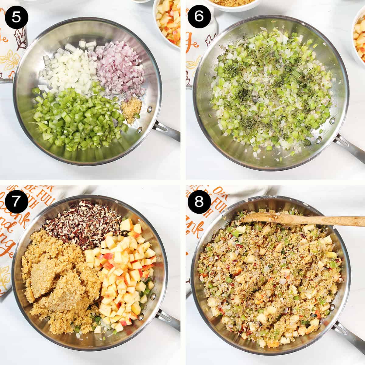 Steps to make vegetarian stuffing.
