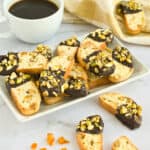 Plateful of biscotti with coffee.