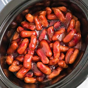 Crockpot Little Smokies in crockpot.