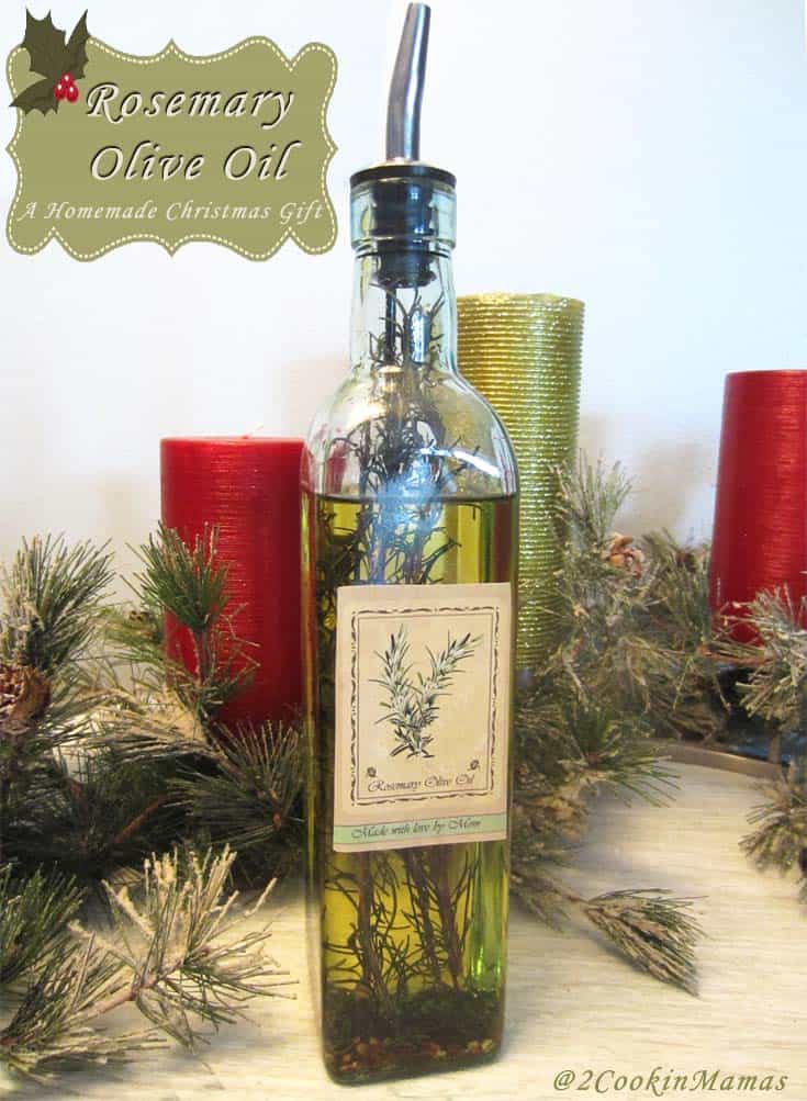 Rosemary Olive Oil|2CookinMamas - So easy to make a homemade gift for Christmas. Just 3 ingredients and you have a delicious oil for bread dipping, pastas and more.