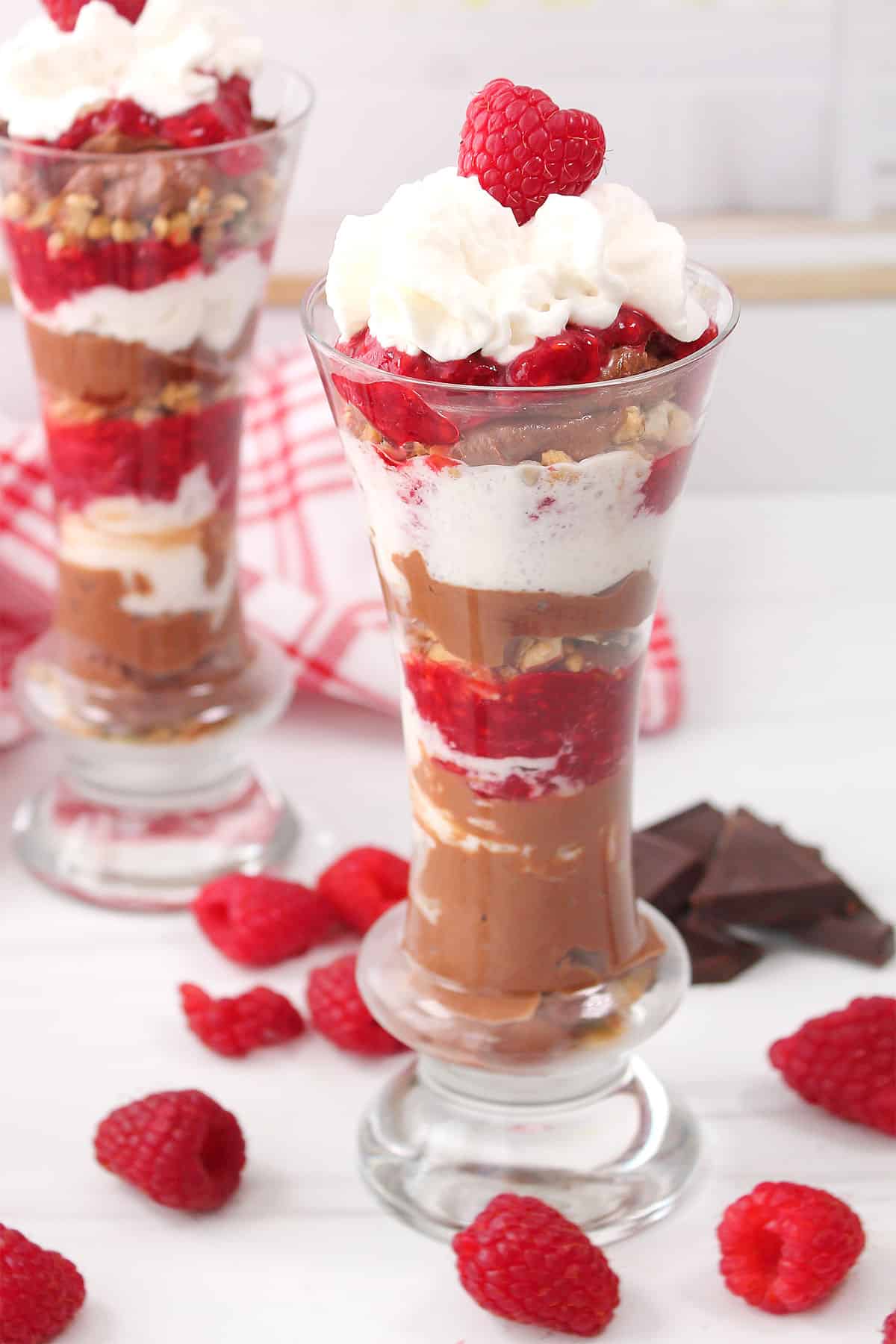 Finished raspberry chocolate dessert.