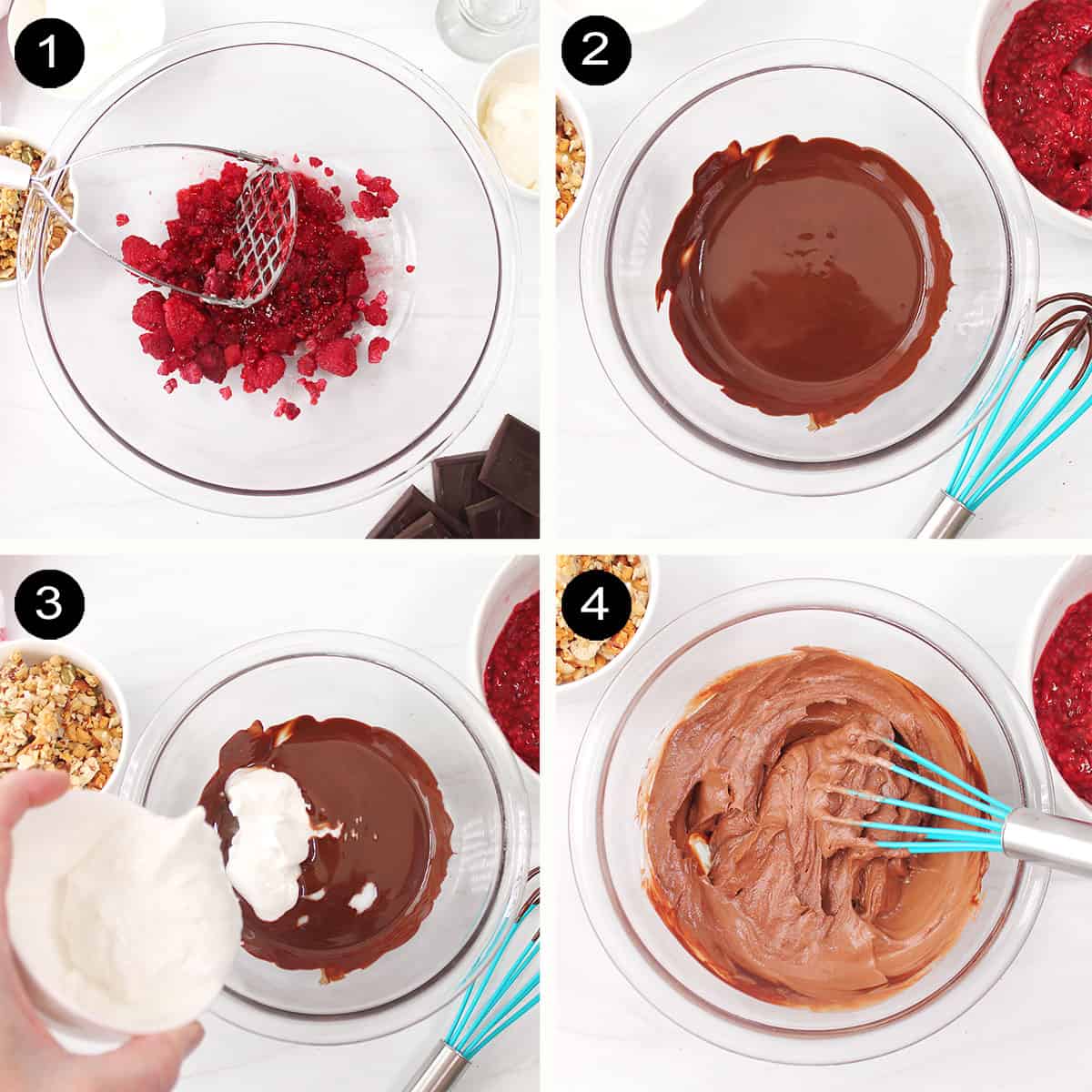 Prep steps for chocolate trifle.