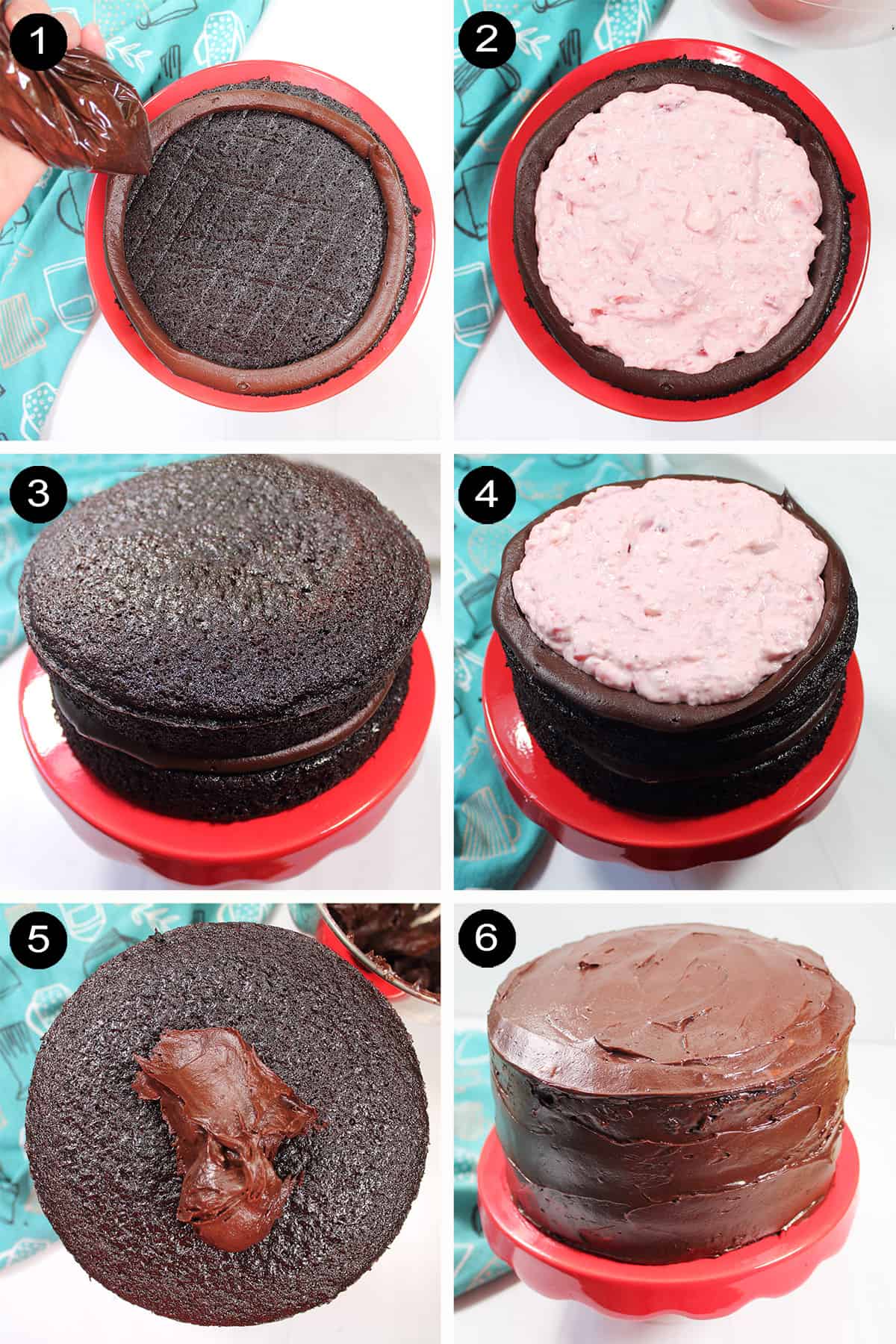 How to layer a cake steps.