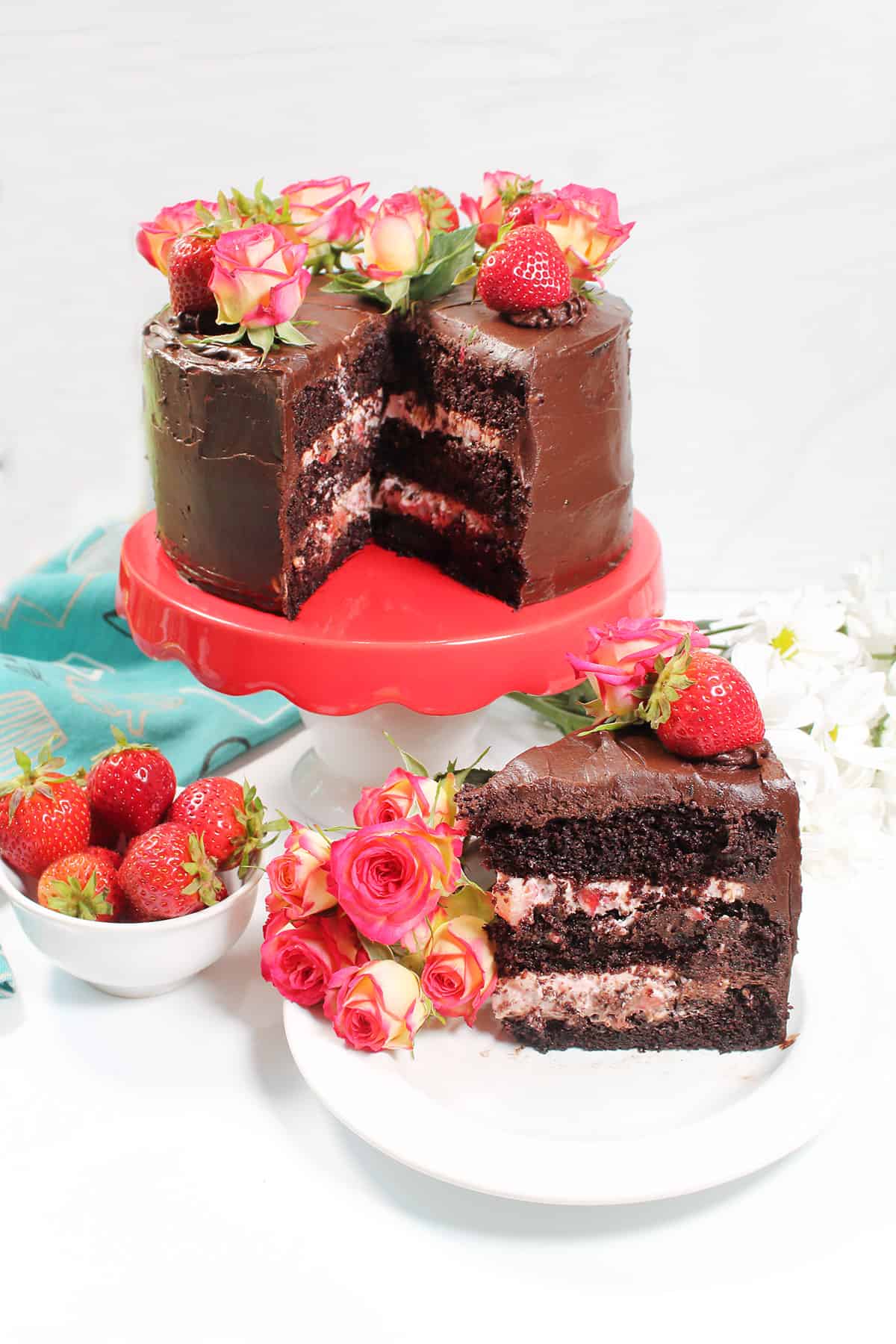 Chocolate Cake with slice in front/