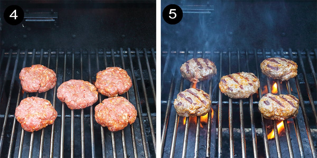Steps to grill burgers.