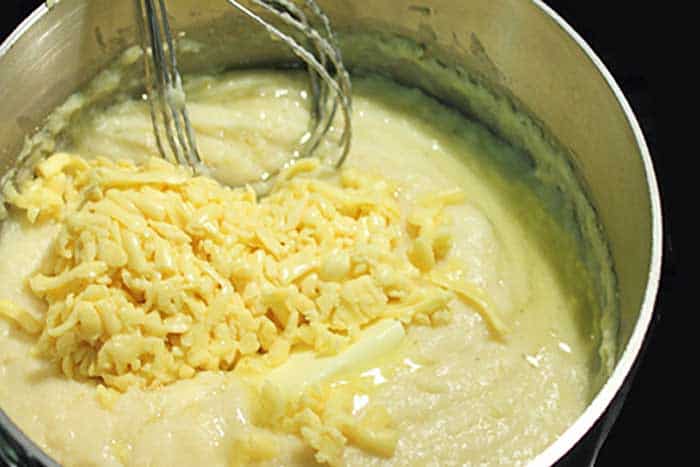 Smoked Gouda Polenta prep | 2 Cookin Mamas