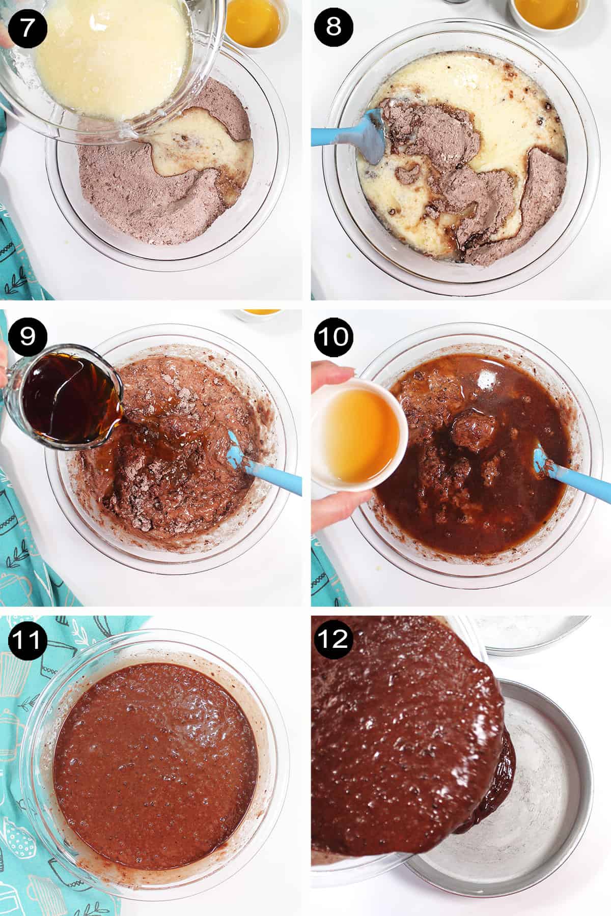 Steps 7-12 to finish cake batter.
