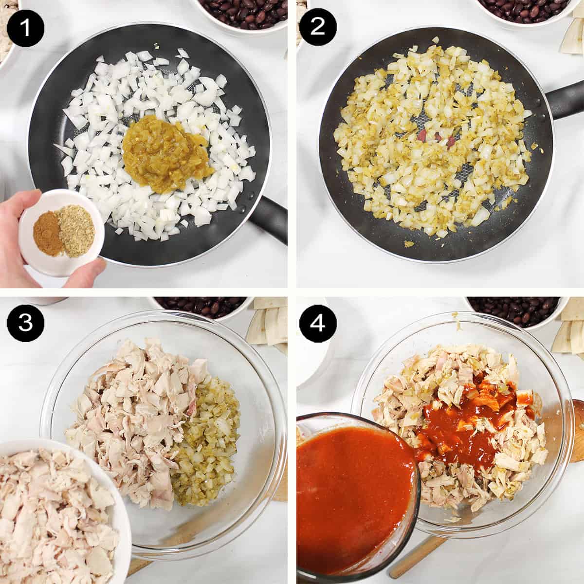 Steps to prepare turkey filling.