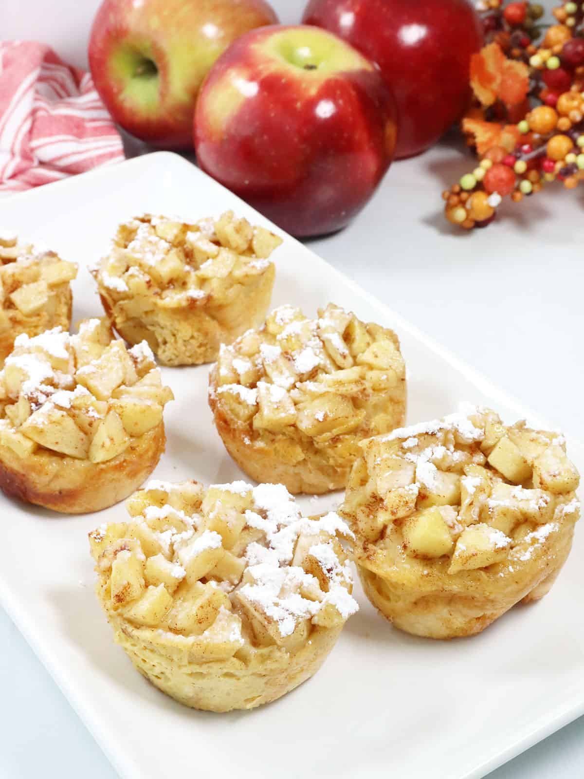 Apple French Toast Muffins on platter.
