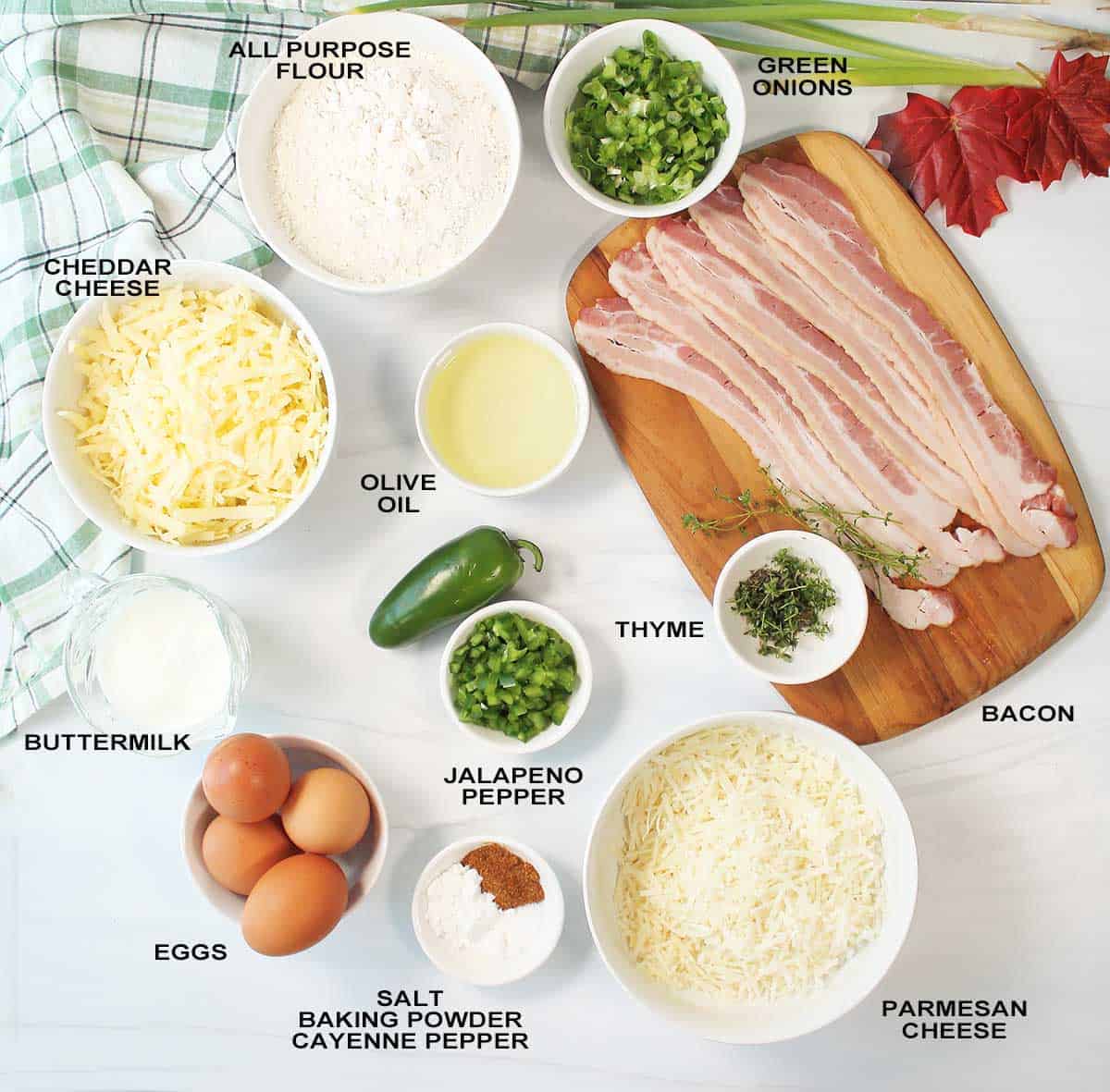 Ingredients for bacon jalapeno bread.