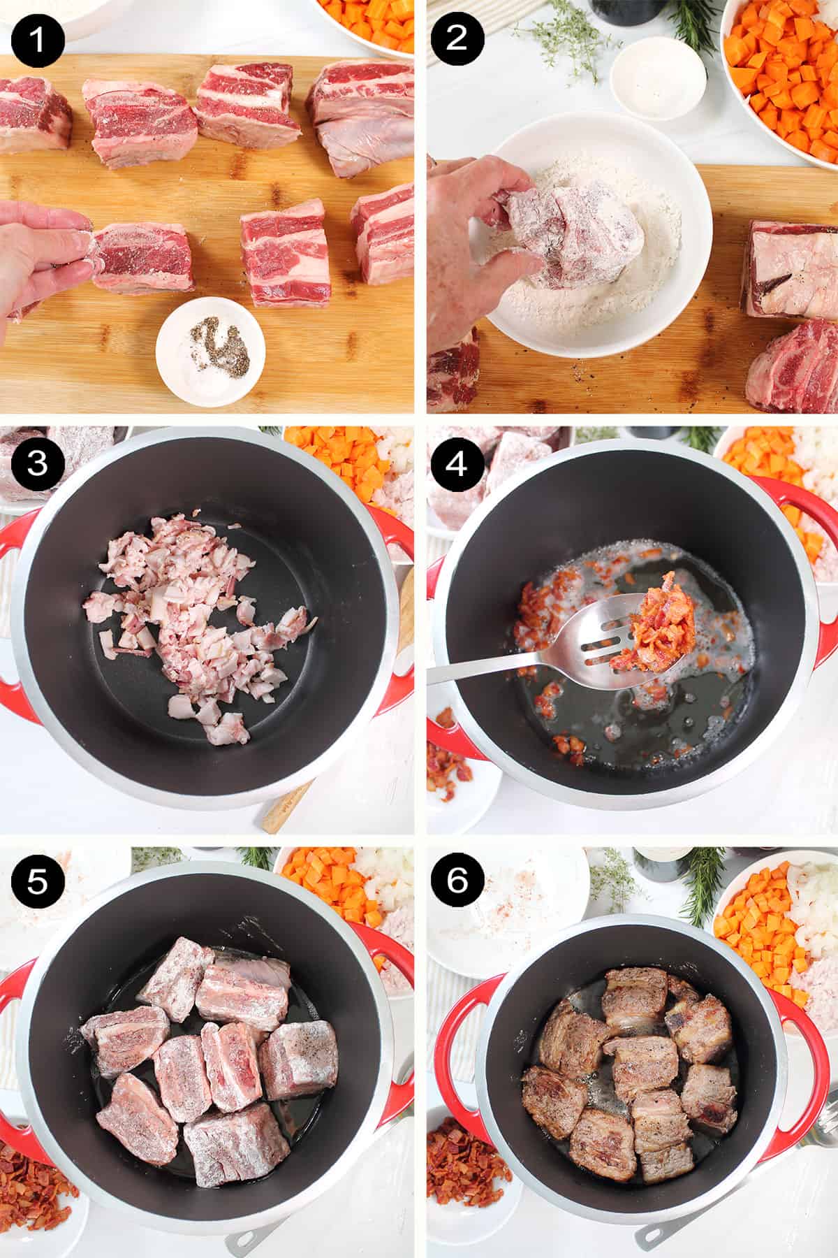 How to make red wine braised short ribs in Dutch Oven.