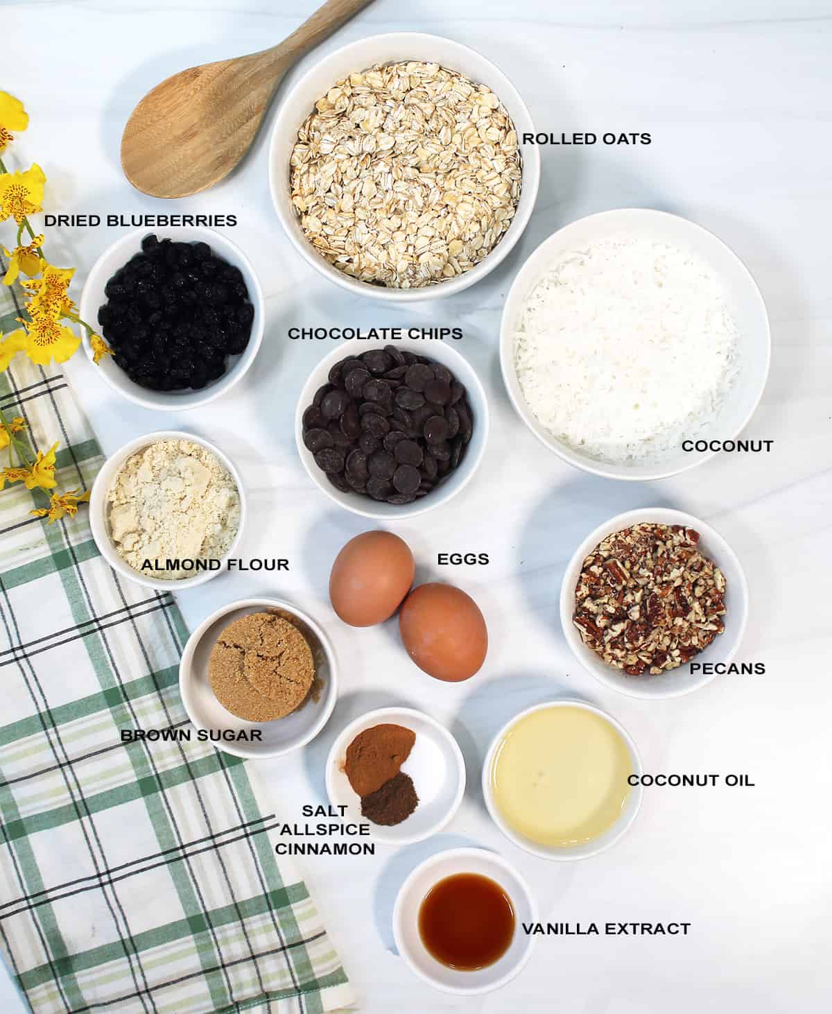 Ingredients for oatmeal breakfast cookies.