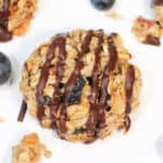 Overhead closeup of oatmeal breakfast cookie.