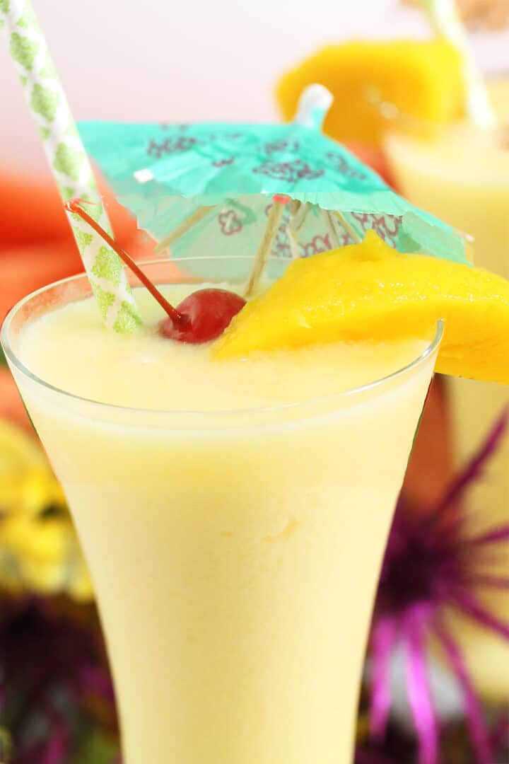 Closeup of cocktail showing iciness.
