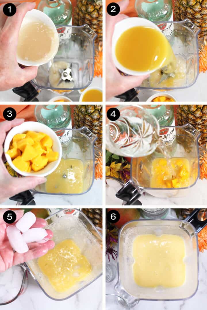 Easy steps for making mango colada.