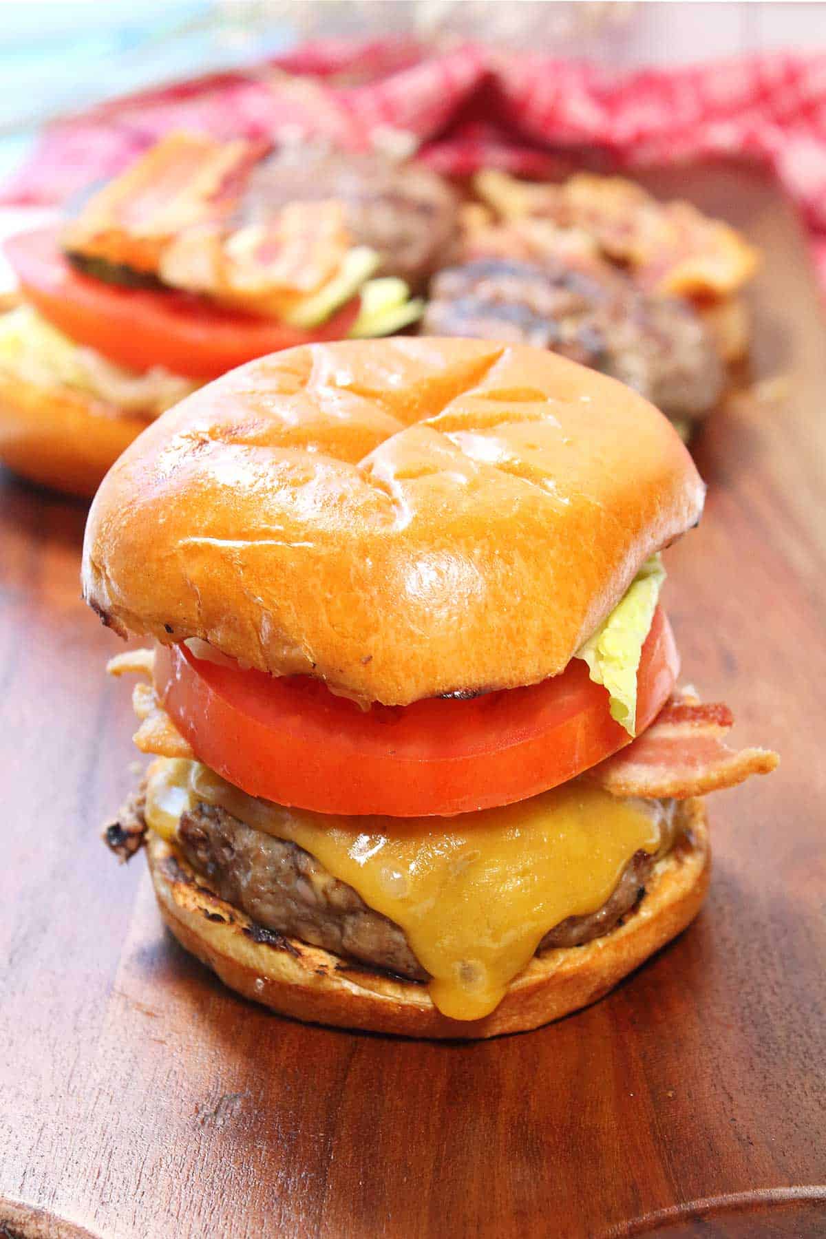 Buffalo Burgers with all the trimmings.