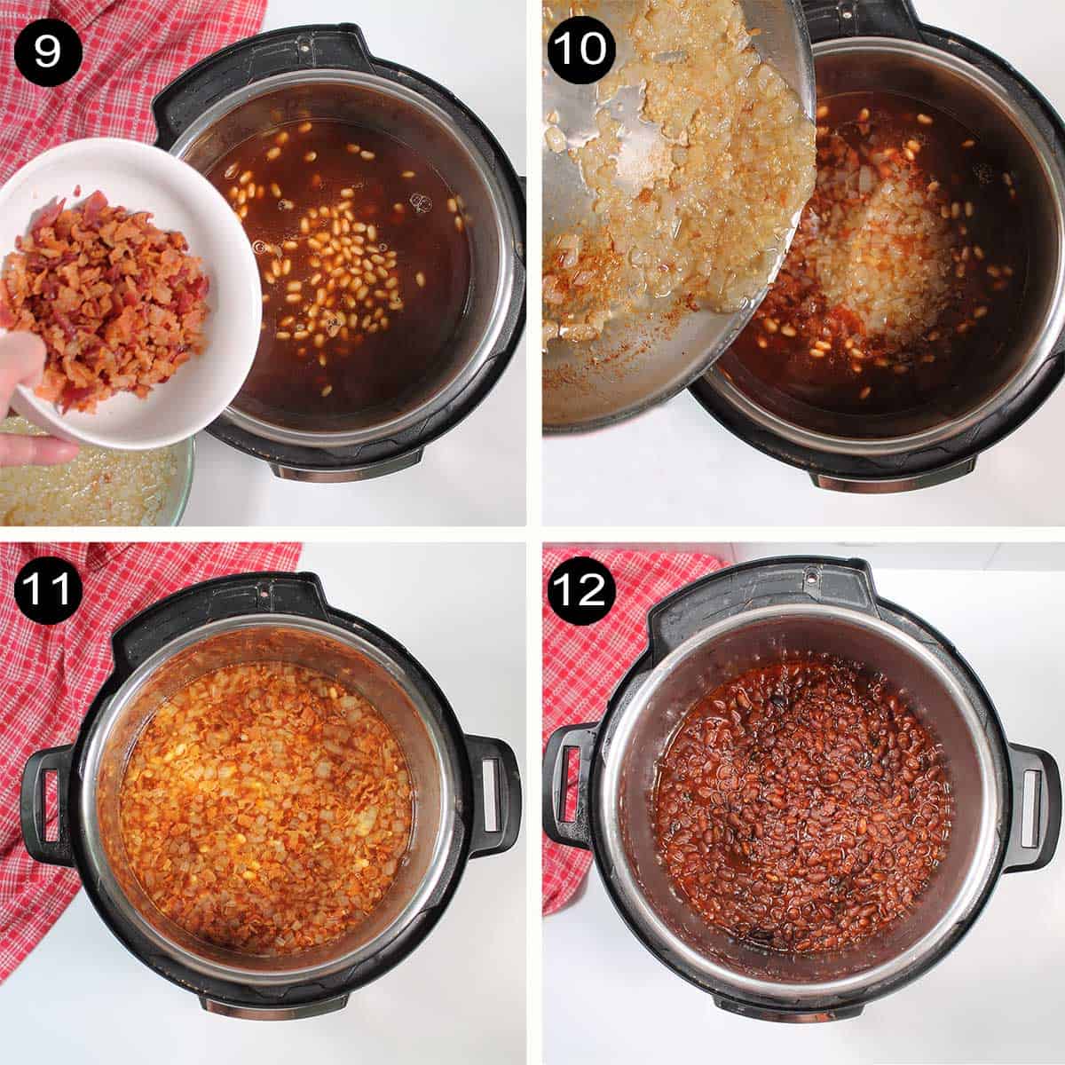 Steps 9-12 to finish crockpot baked beans.