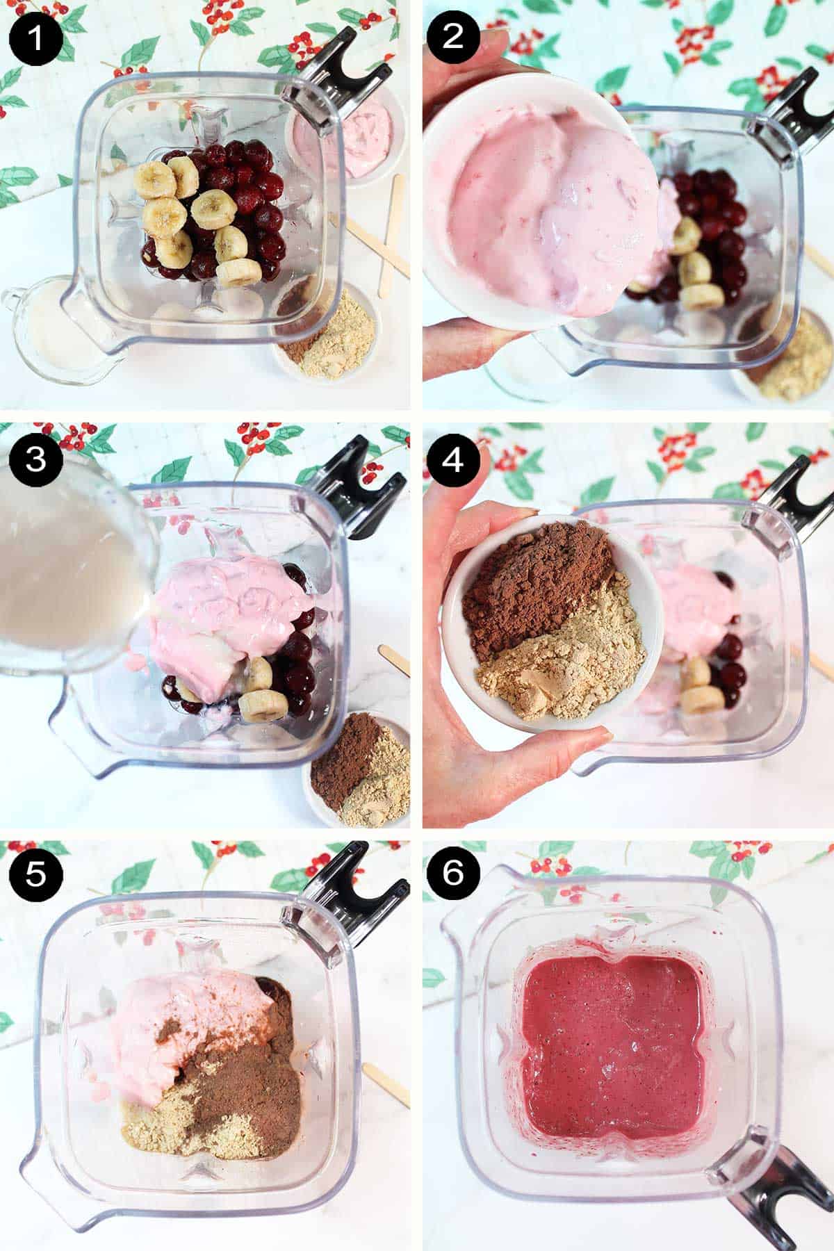 Steps to make smoothie popsicles.