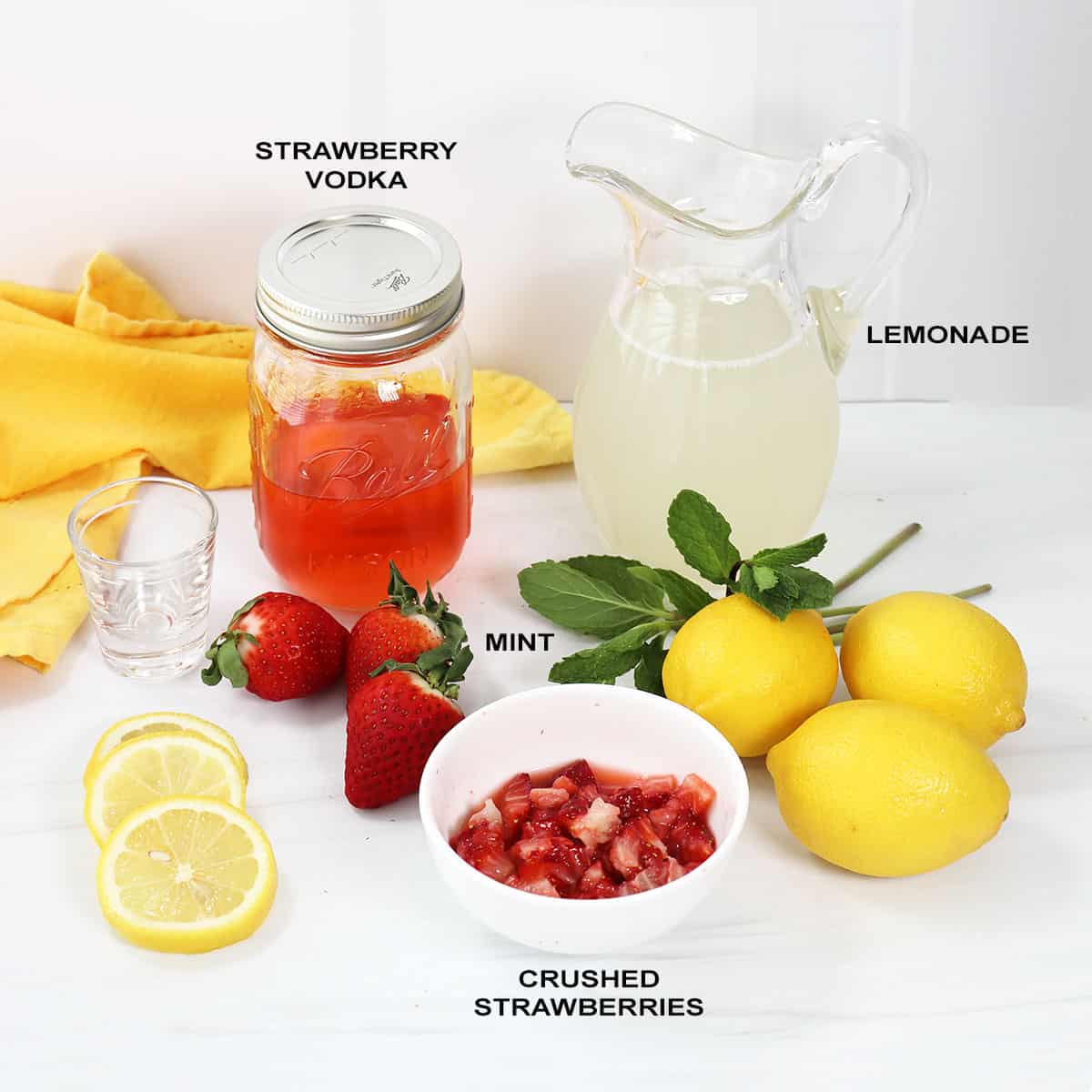 Spiked Strawberry Lemonade ingredients.