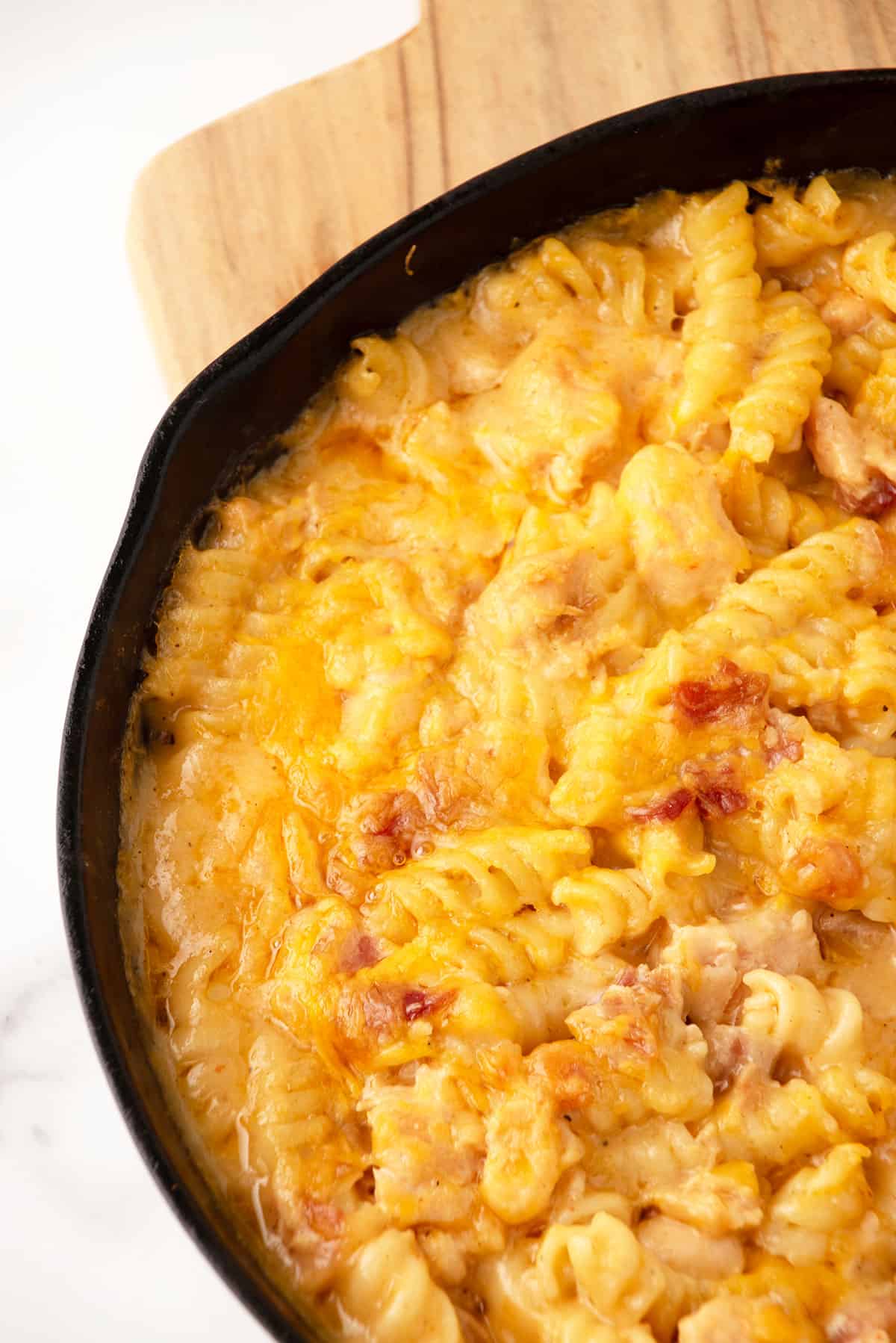 Baked chicken bacon mac and cheese.