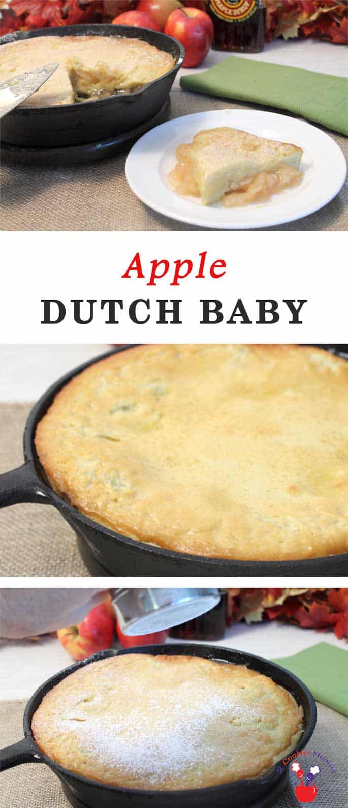 Apple Dutch Baby Pancake | 2 Cookin Mamas Warm up those iron skillets! Easy Apple Dutch Baby Pancake with only a blender, a can of apple pie filling and an iron skillet. A delicious breakfast for brunch or when you're serving a crowd. #recipe #breakfast