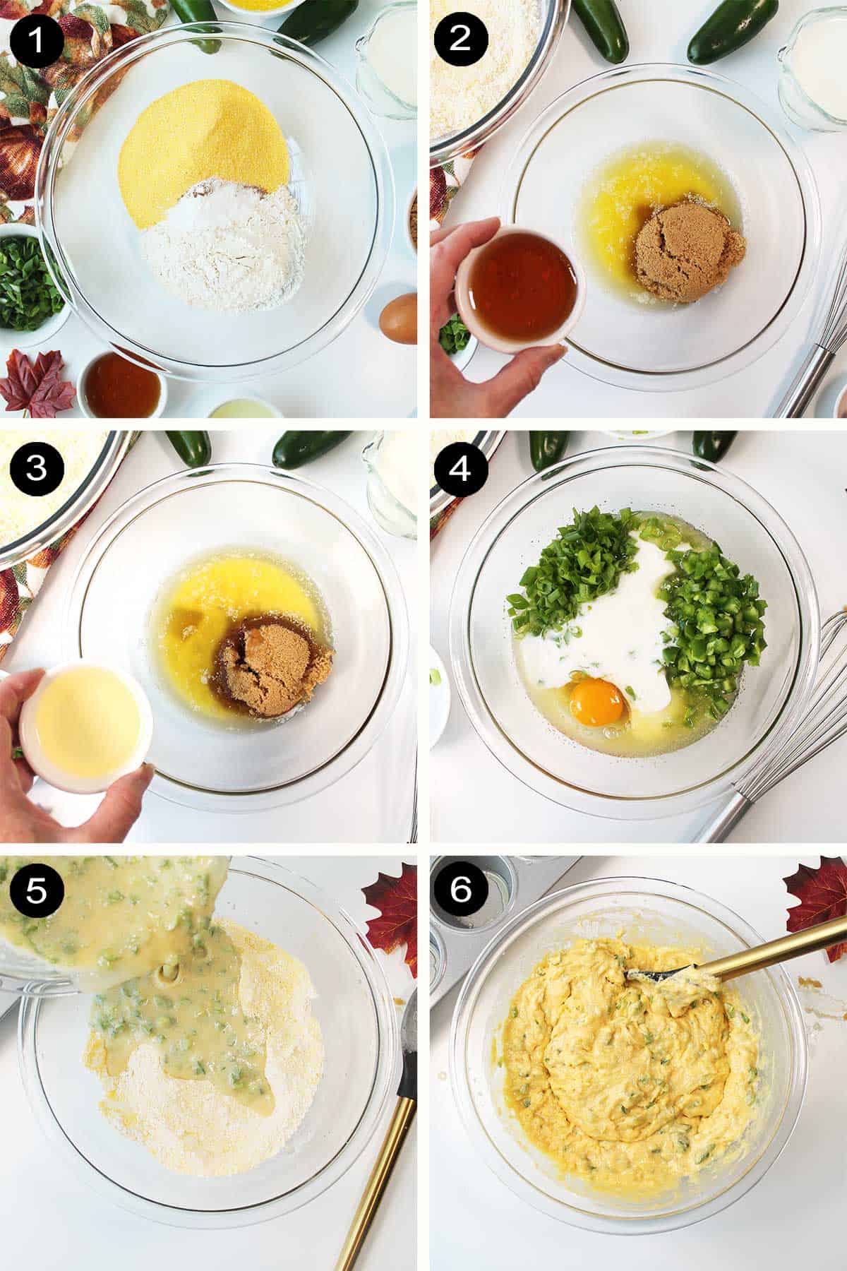 Steps to make jalapeno muffins.