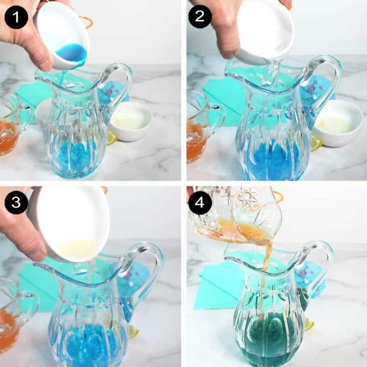 Steps to mix blue curacao cocktail.
