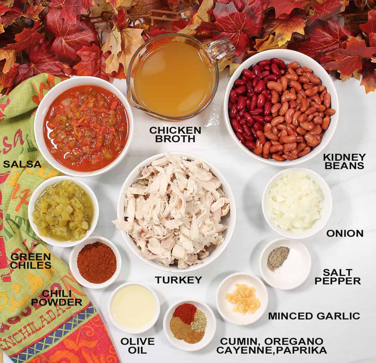 Ingredients for turkey chili.