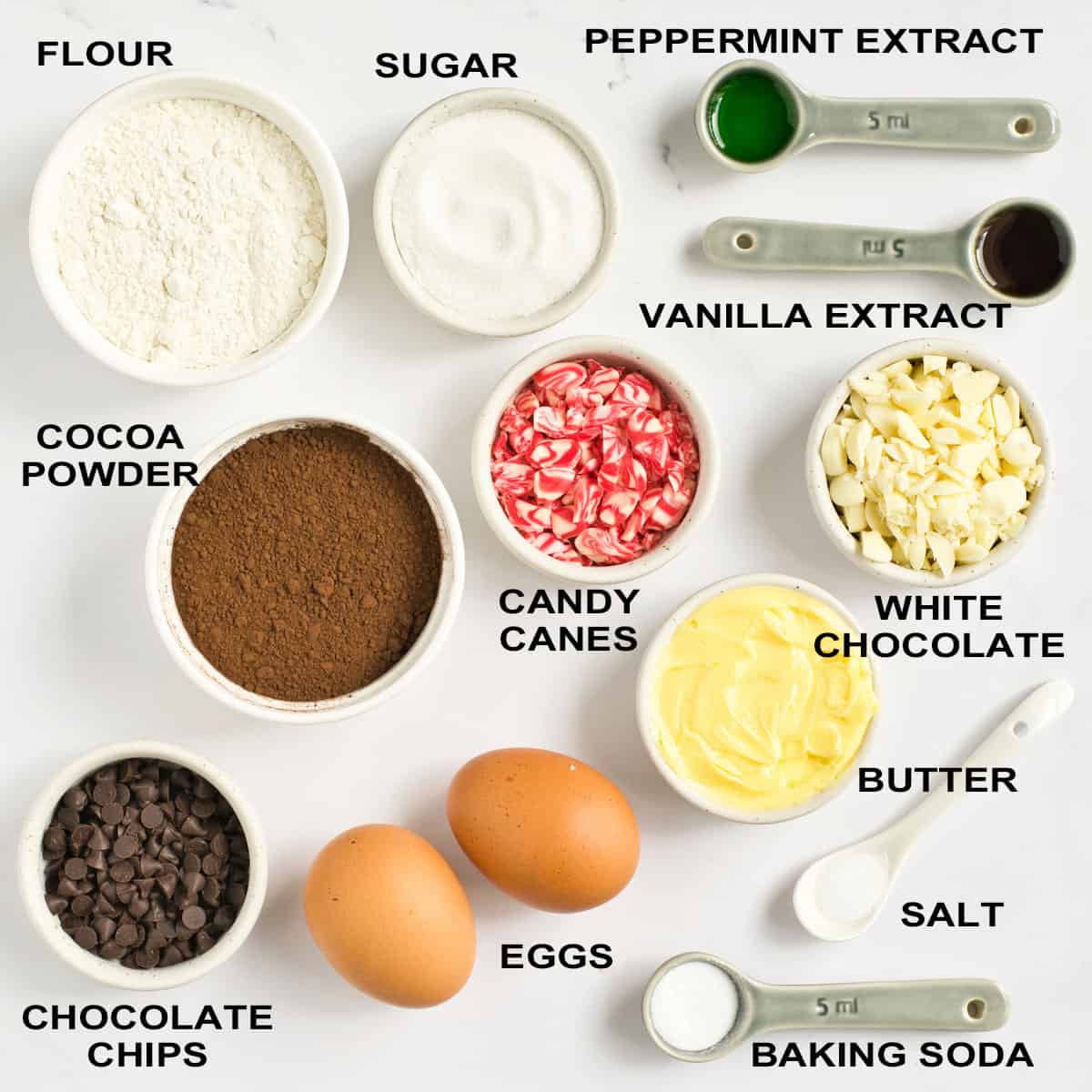 Cookie ingredients labeled.