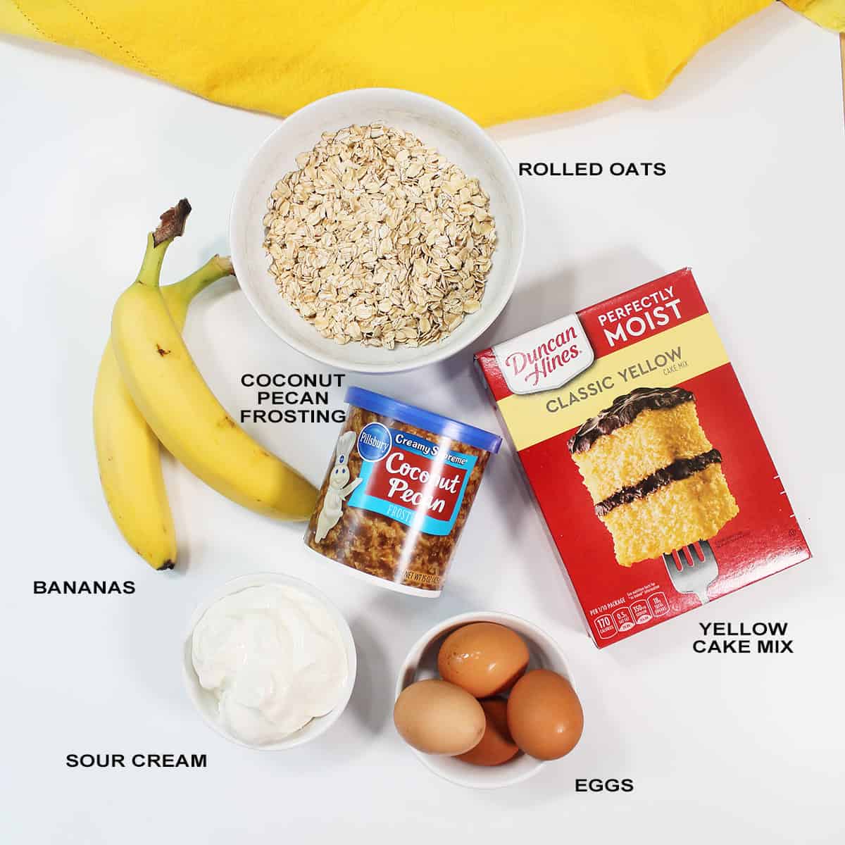 Ingredients for Banana Cake.