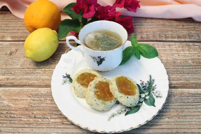 Lemon Basil Marmalade Cookies and tea | 2 Cookin Mamas