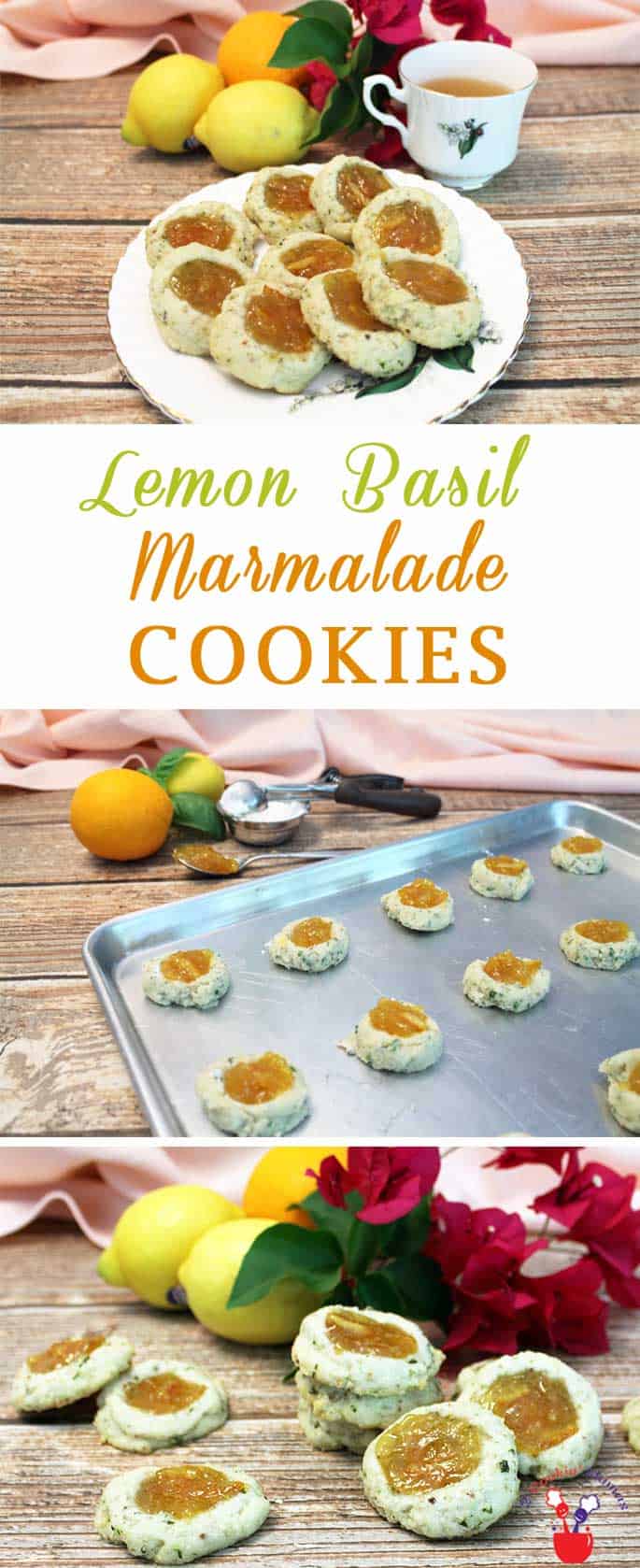 Lemon Basil Marmalade Cookies | 2 Cookin Mamas Our savory & not too sweet Lemon Basil Marmalade Cookies are perfect for teatime or afternoon snack. It's a shortbread cookie filled with orange marmalade. #recipe