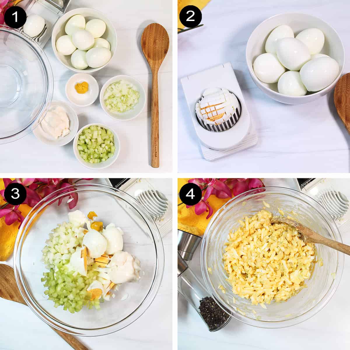 Steps to make easy egg salad recipe.