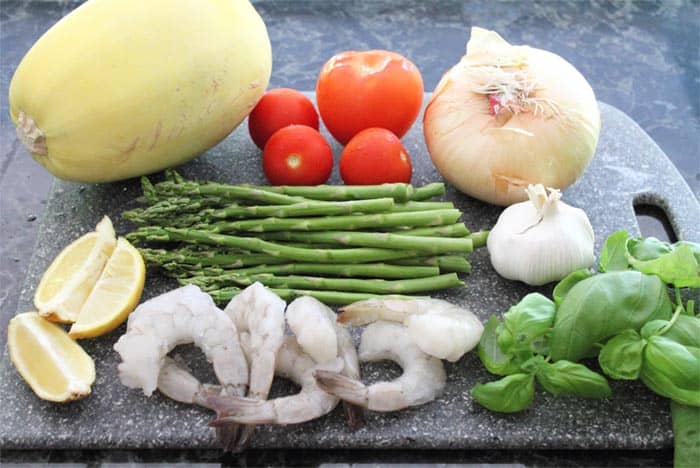 Summer Shrimp Primavera ingredients | 2 Cookin Mamas