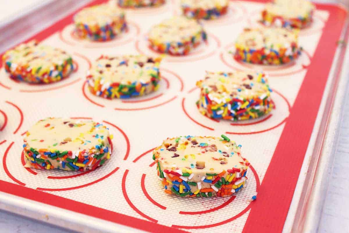 Cream cheese chocolate chip cookies ready to bake.